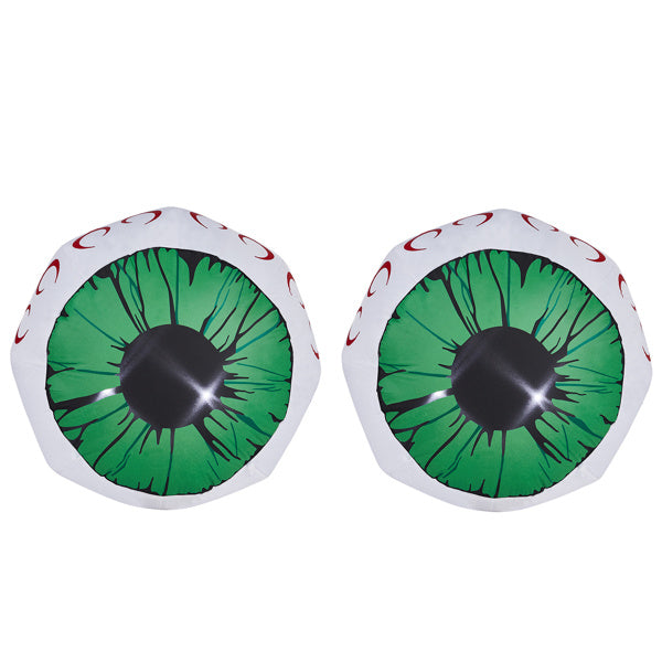 3-Foot Spooky Green-Eyed Inflatable Eyeballs (Pair) with LED Lights for Halloween Decorative Lights