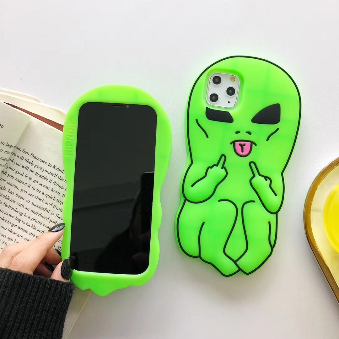 Green Cute Alien Phone Case Protective Silicone