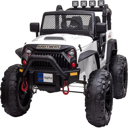 48.4 Large Ride On Car For Kids, Battery Powered Electric Car With 2 Seats, Remote Control, 14 Large Suspension Wheels, LED Lights, Music, Bluetooth For Boys & Girls,white