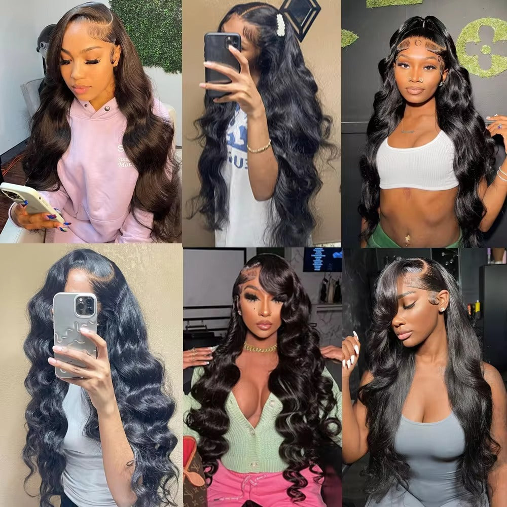 6x4 Density Virgin Human Hair Wigs Brazilian Virgin Raw Hair Transparent Lace Front Pre-Plucked Bleached Knots