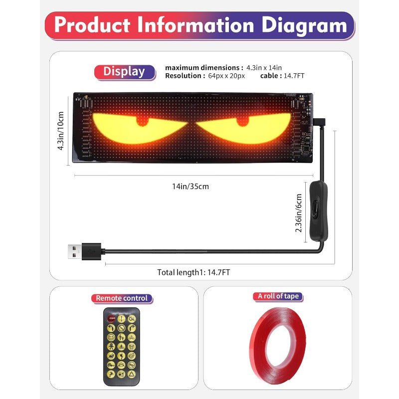 14 Inch Programmable Pixel Panel With Preloaded Animations Scrollable Display For Multi Scenario Use In Support Events Parties And Transportation - The Vibe Haven