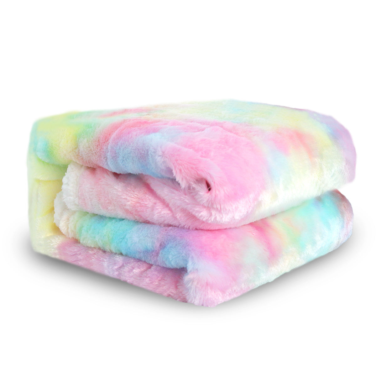 Luxury Rainbow Faux Fur Sherpa Throw Blanket - Ultra-Soft & Shaggy