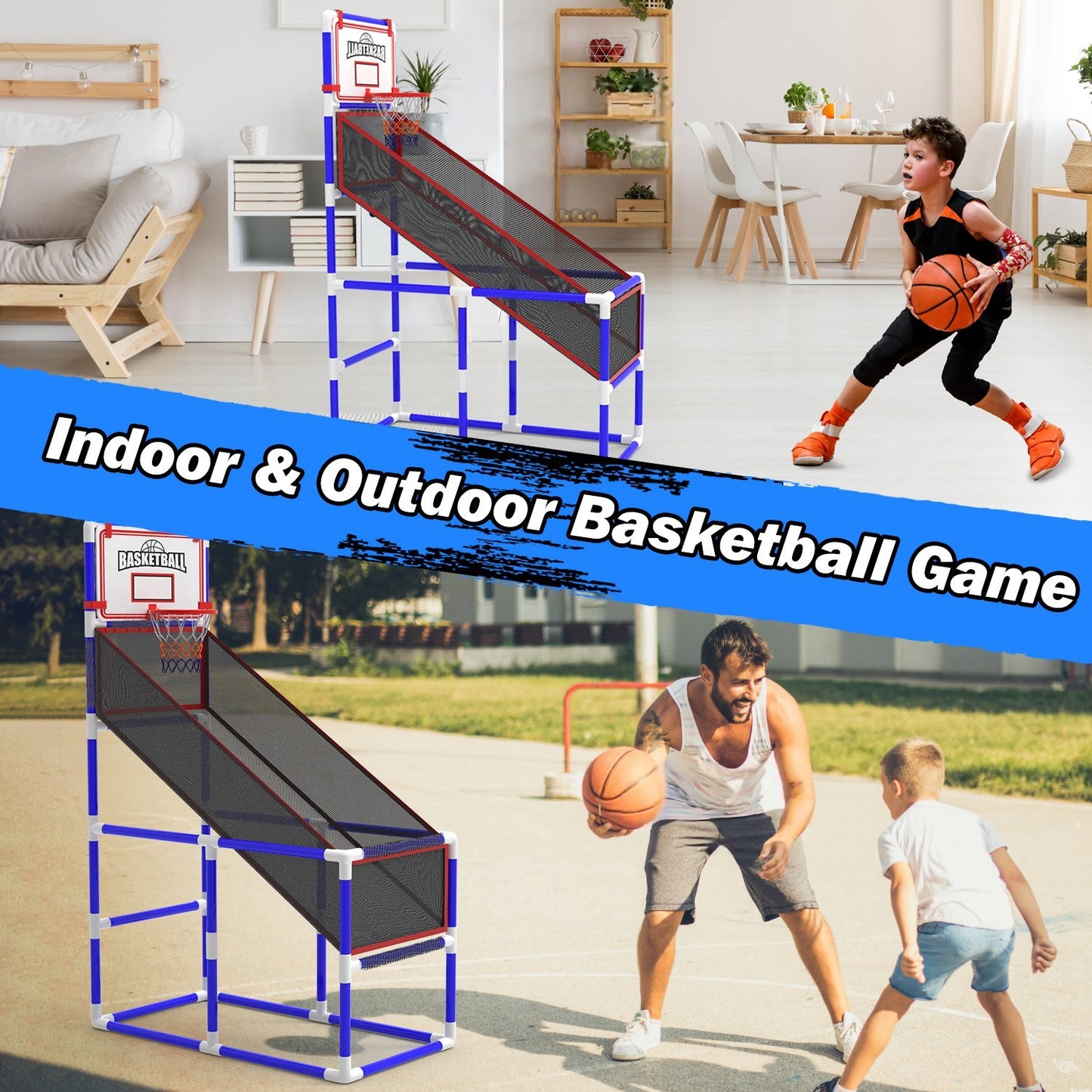 Adjustable Junior Basketball Arcade Style Game Set
