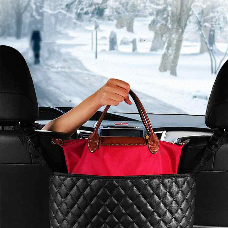 Premium Leather Car Handbag Holder & Console Organizer