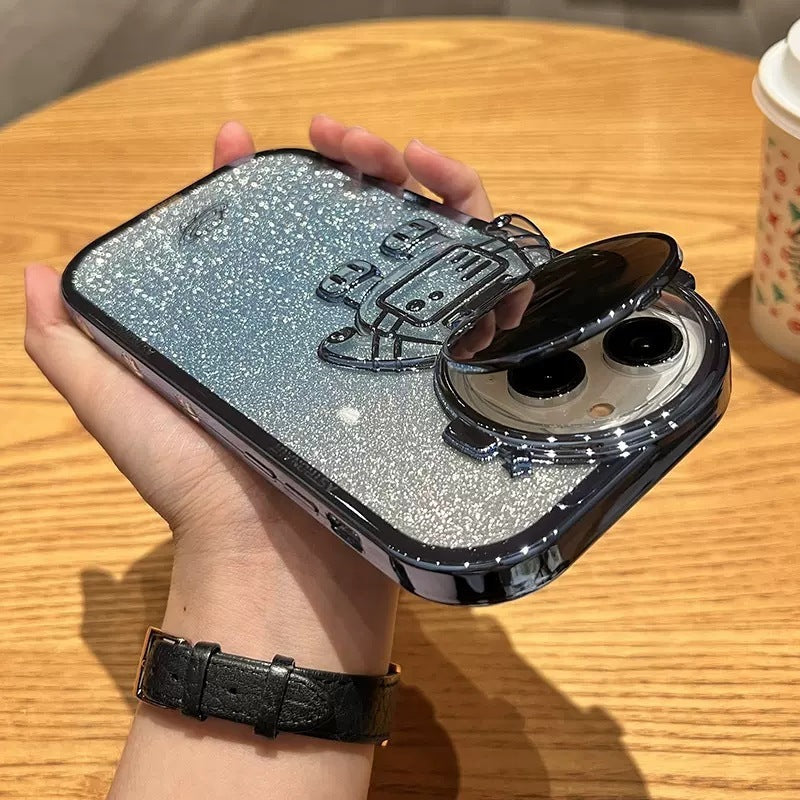 Premium Glitter Astronaut Camera Stand Phone Case