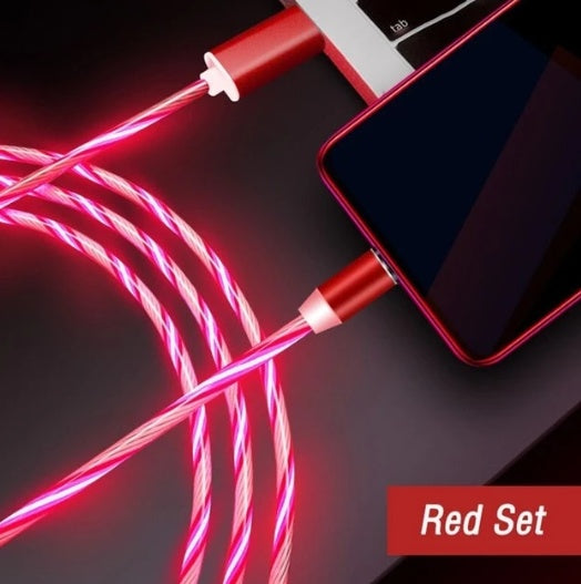 Universal 540° Rotating Magnetic Charger Cable with LED Streamer | 3-in-1 Fast Charge Data Cord for iPhone, Android, & USB-C