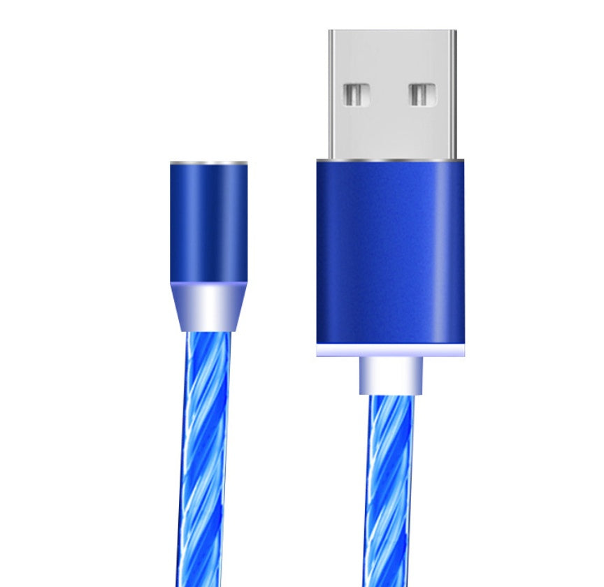 Universal 540° Rotating Magnetic Charger Cable with LED Streamer | 3-in-1 Fast Charge Data Cord for iPhone, Android, & USB-C