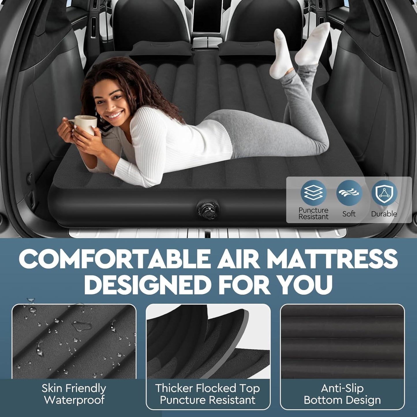Luxury Inflatable Camping Mattress for Tesla Model Y (and SUVs) - Optimized for Travel & Comfort