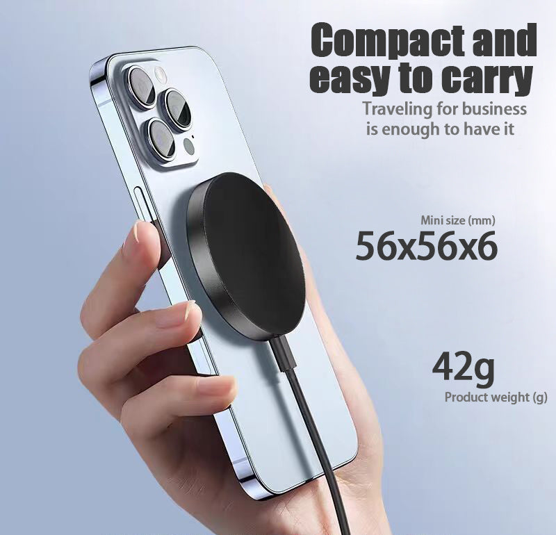 Magnetic Qi Wireless Fast Charger Adapter (15W) – Universal Compatibility for iPhone 12 through 17 Series