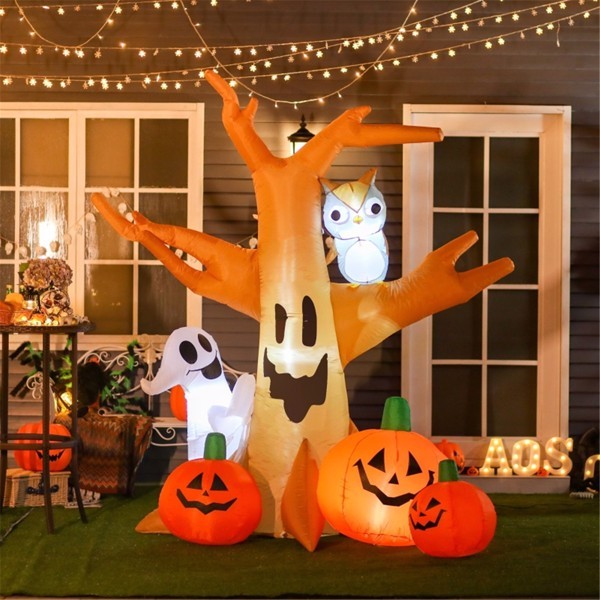 Giant 7.5 ft LED Haunted Tree Inflatable - Spooky Halloween Décor That Self-Inflates