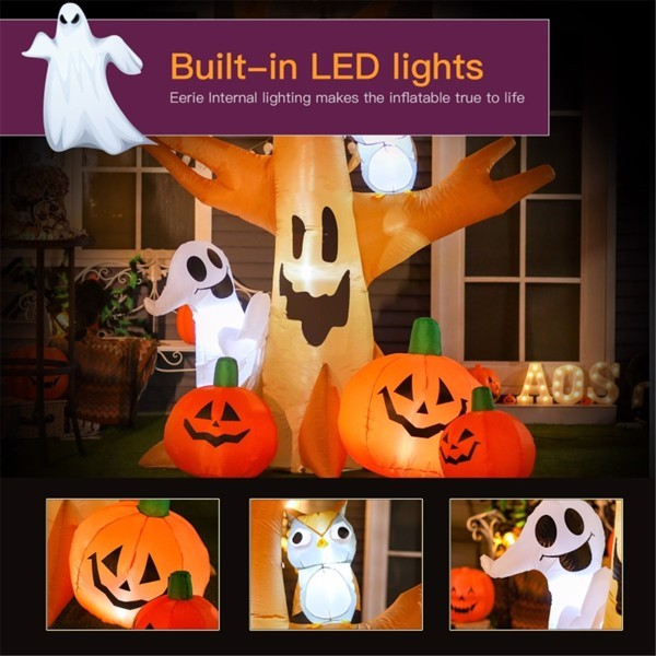 Giant 7.5 ft LED Haunted Tree Inflatable - Spooky Halloween Décor That Self-Inflates