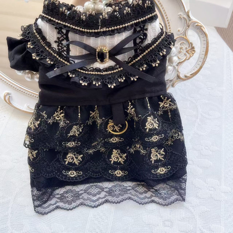 Gothic Golden Skirt Cat Dog Clothes