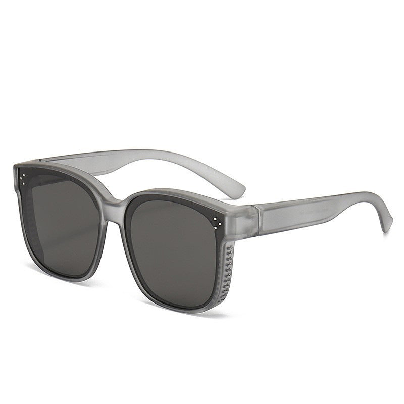 Summer Driving Sun Protection Polarized Light One Mirror Dual Use Anti Glare Trendy Sunglasses with Box