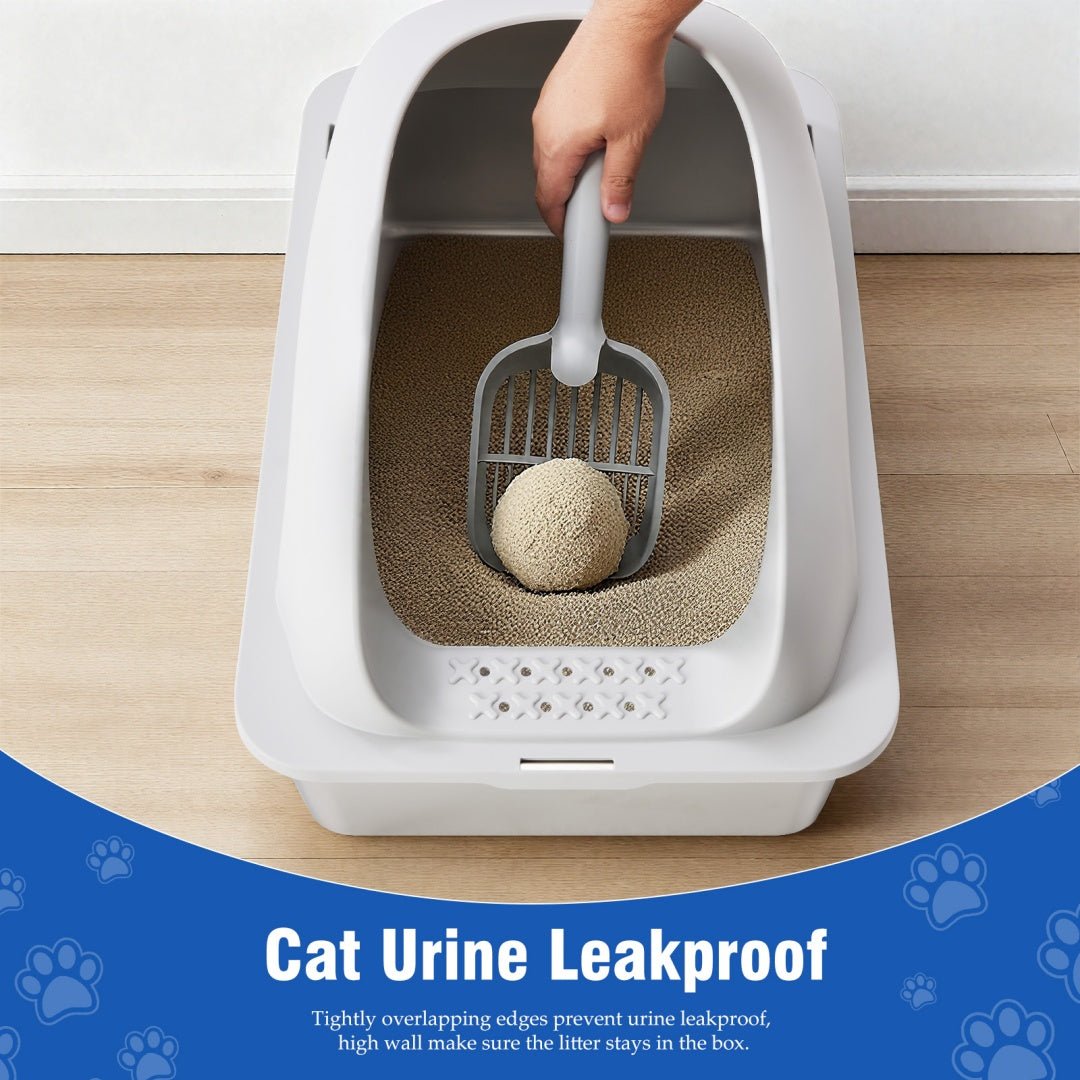 3in1 Stainless Steel Cat Litter Box With Lid, Large Cat Litter Box For Big Cats, Scoop And Mat Included Set - The Vibe Haven