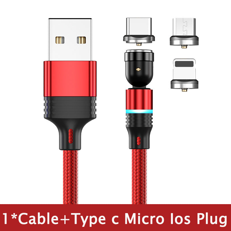 3in1 Charger Type C/Lightning/Android Fast 540 Degree Rotating Magnetic Charging Line