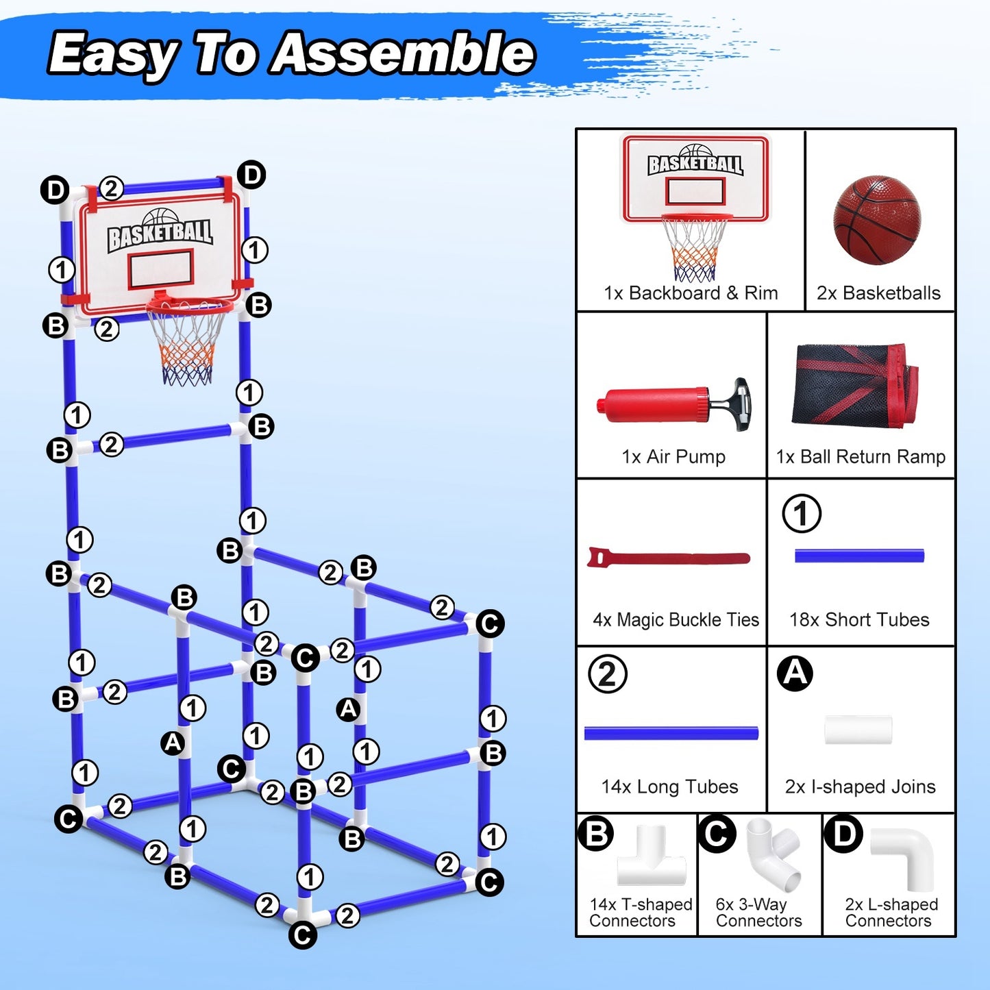 Adjustable Junior Basketball Arcade Style Game Set