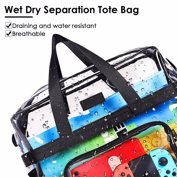 Clear Tote Bag -4-Pocket 0.4 Mm PVC Crossbody,Handbag, Adjustable Strap, Holds 11 Lbs, Waterproof & Cold-Crack Resistant, Perfect For Concerts, Sports, School, Work