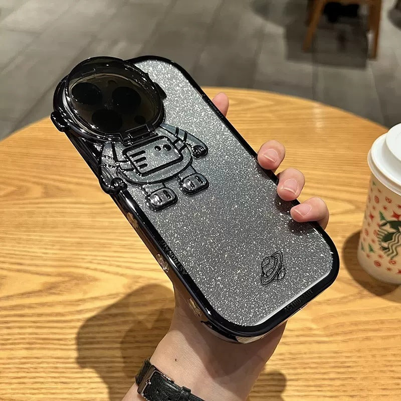 Premium Glitter Astronaut Camera Stand Phone Case