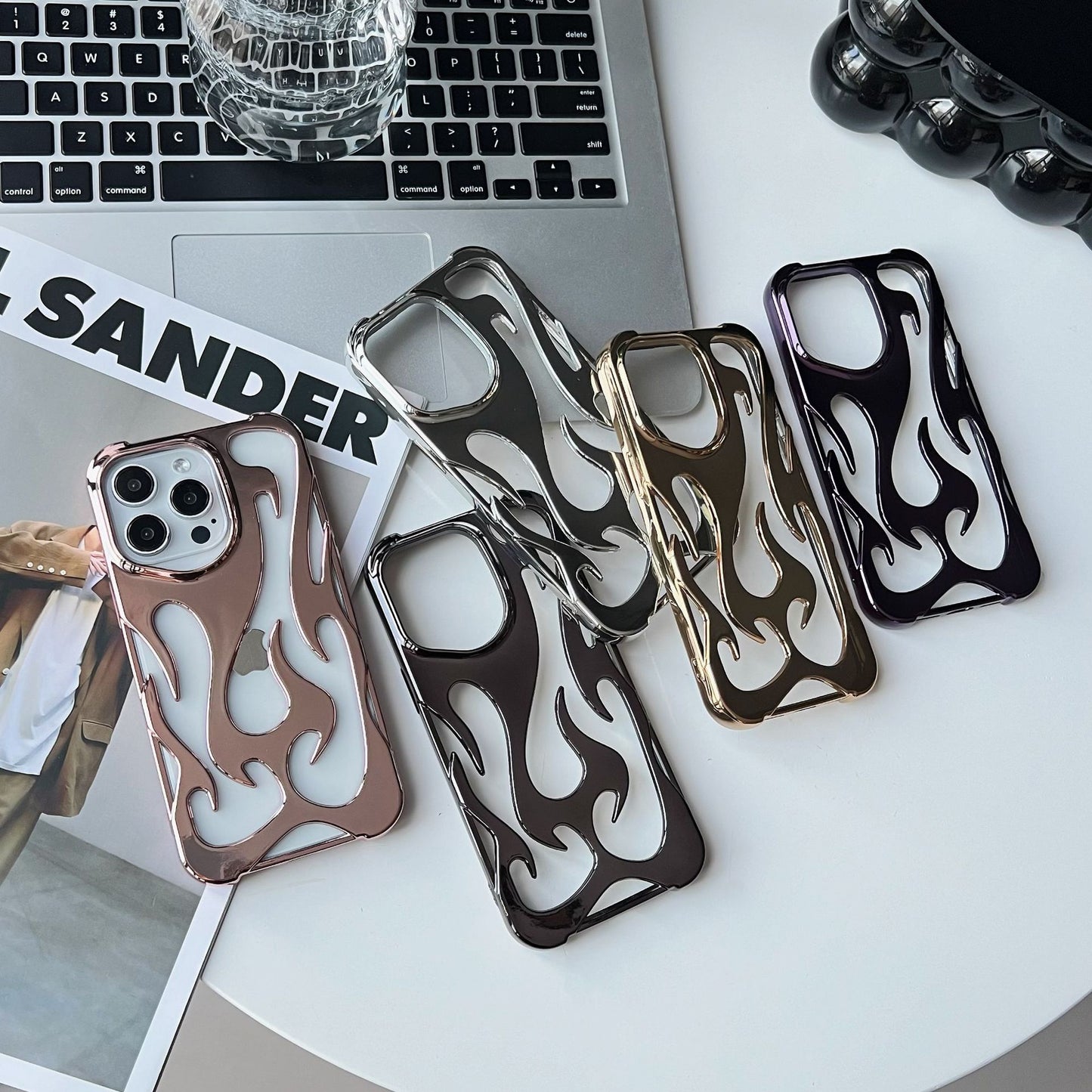 Luxe Flame-Pattern Electroplated Phone Case with Hollow Heat Dissipation
