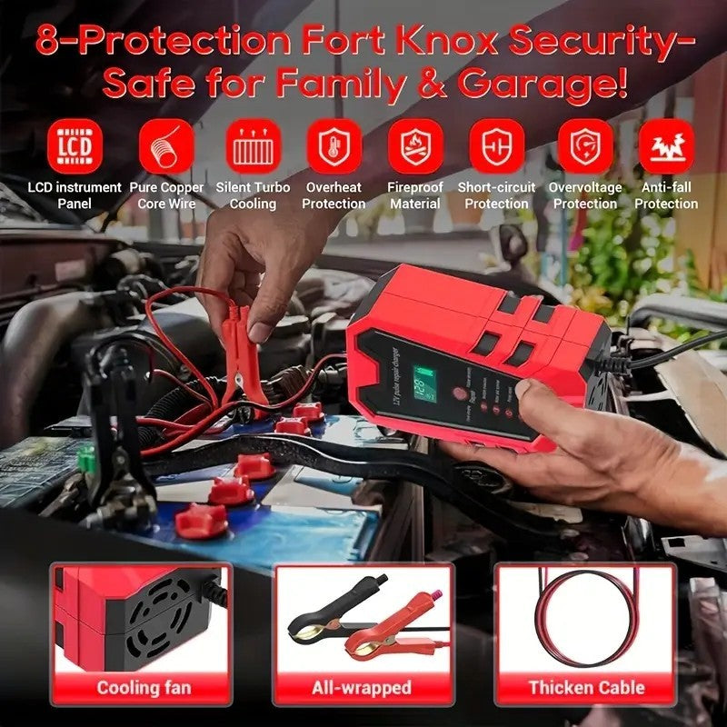 Intelligent 12V Car and Motorcycle Battery Charger & Maintainer