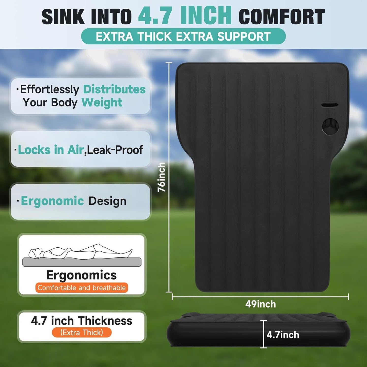 Luxury Inflatable Camping Mattress for Tesla Model Y (and SUVs) - Optimized for Travel & Comfort