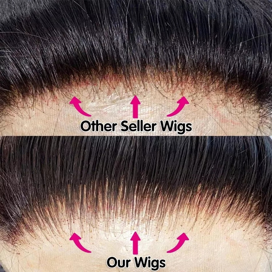 6x4 Density Virgin Human Hair Wigs Brazilian Virgin Raw Hair Transparent Lace Front Pre-Plucked Bleached Knots