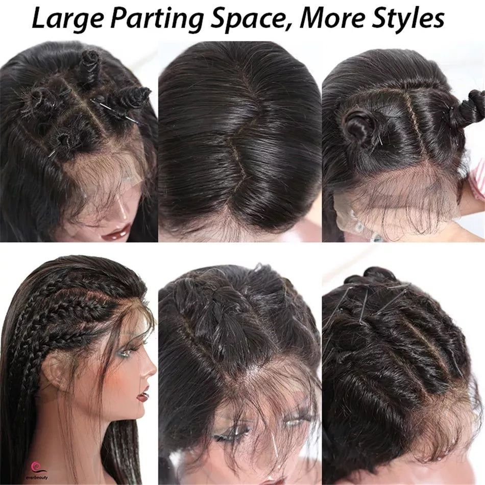6x4 Density Virgin Human Hair Wigs Brazilian Virgin Raw Hair Transparent Lace Front Pre-Plucked Bleached Knots