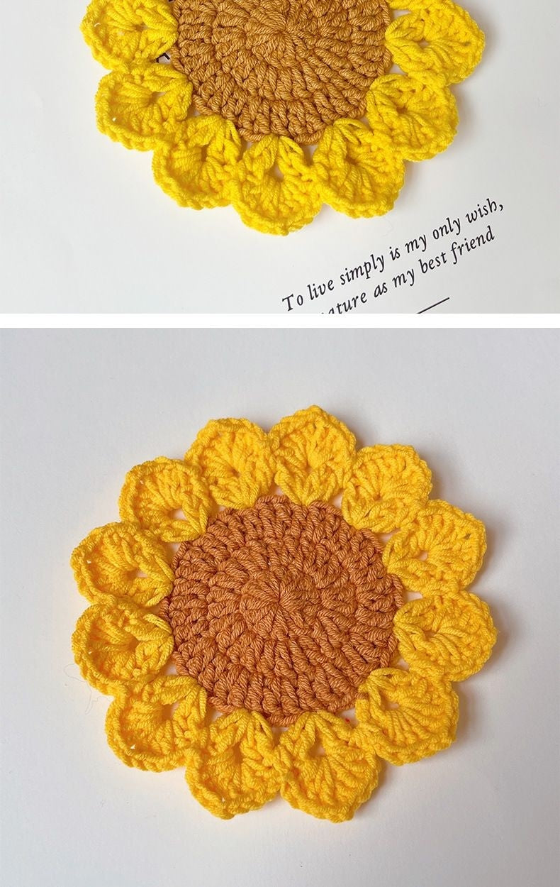 Hand-woven Flower Coaster Wool