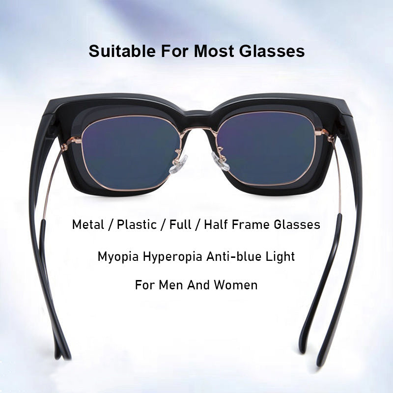 Summer Driving Sun Protection Polarized Light One Mirror Dual Use Anti Glare Trendy Sunglasses with Box