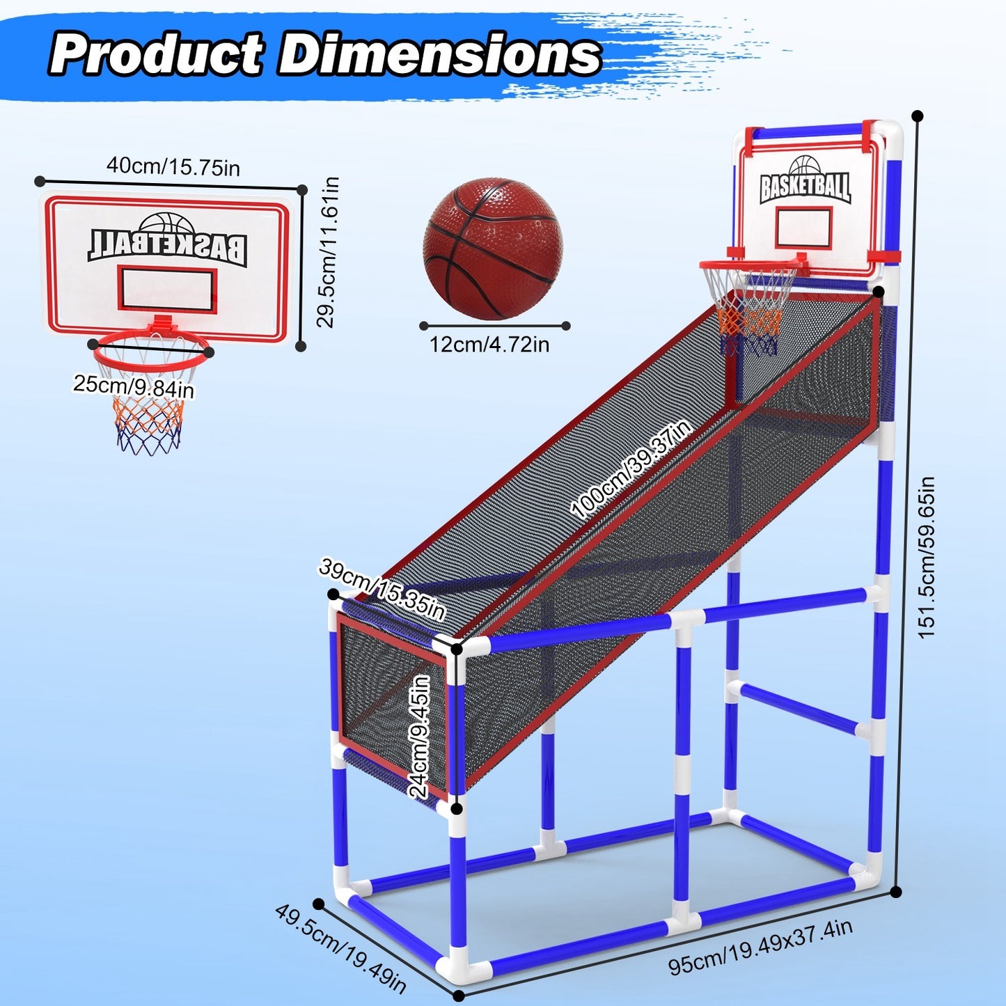 Adjustable Junior Basketball Arcade Style Game Set