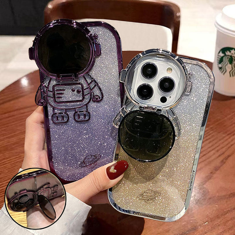 Premium Glitter Astronaut Camera Stand Phone Case