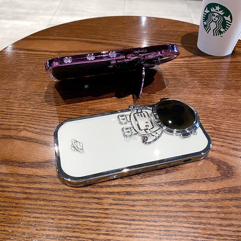 Premium Glitter Astronaut Camera Stand Phone Case