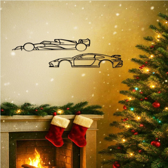 Stylish Edge Metal Line Racing Car Wall Adornment