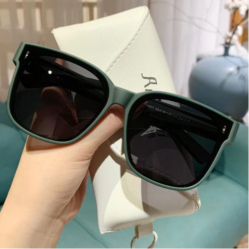 Summer Driving Sun Protection Polarized Light One Mirror Dual Use Anti Glare Trendy Sunglasses with Box