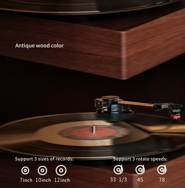 Record Player E300: Premium Turntable with Immersive Stereo Sound