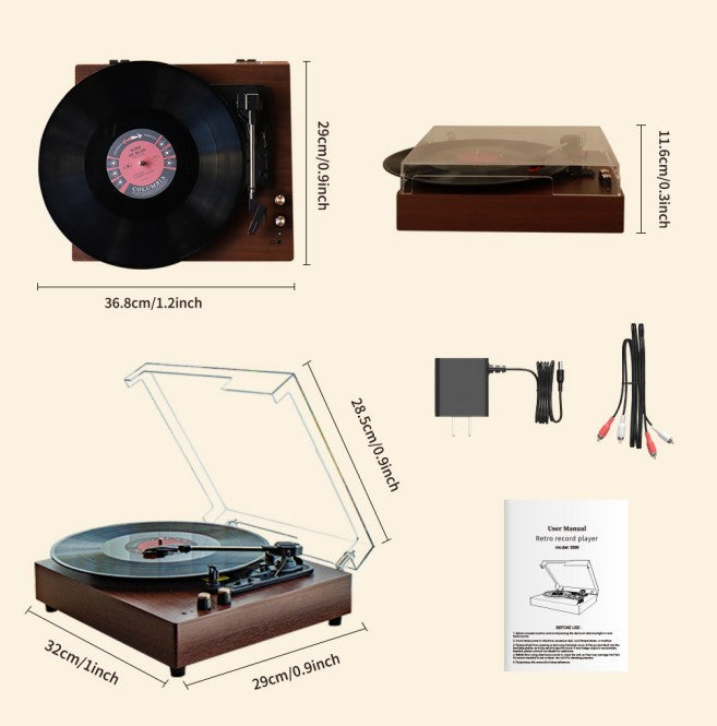 Record Player E300: Premium Turntable with Immersive Stereo Sound