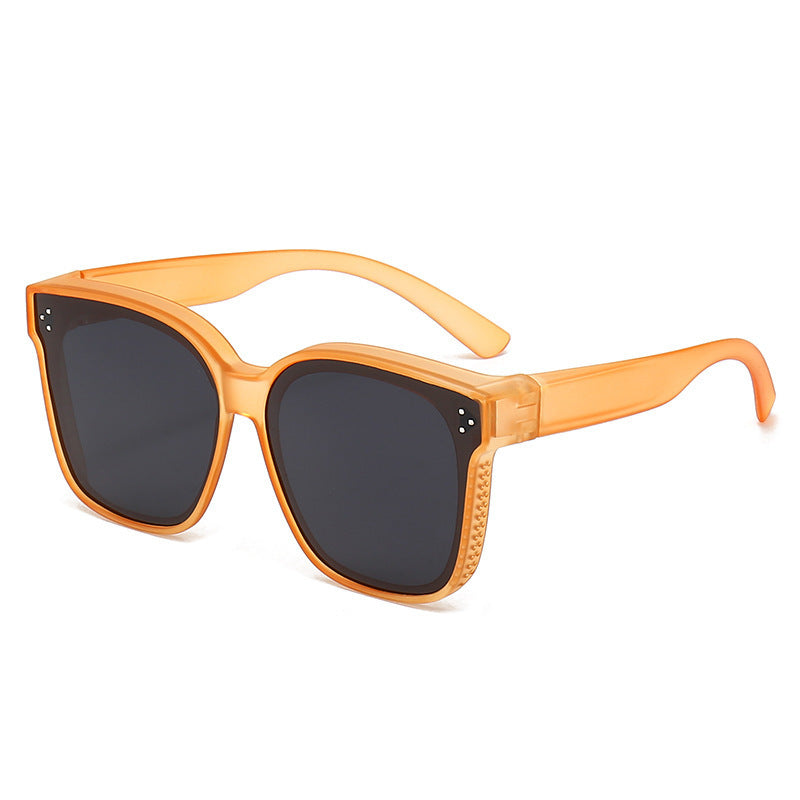 Summer Driving Sun Protection Polarized Light One Mirror Dual Use Anti Glare Trendy Sunglasses with Box