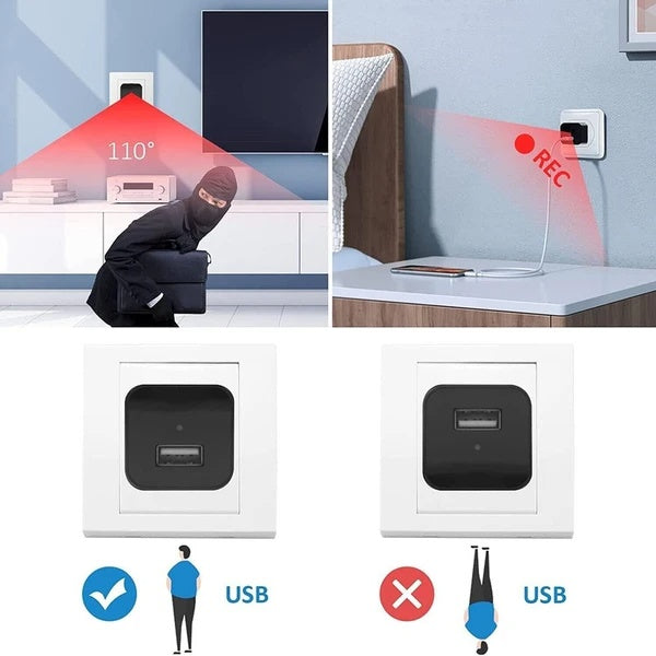 Plug & Play Discreet Security: 1080P Hidden Camera in USB Wall Charger with Motion Alerts