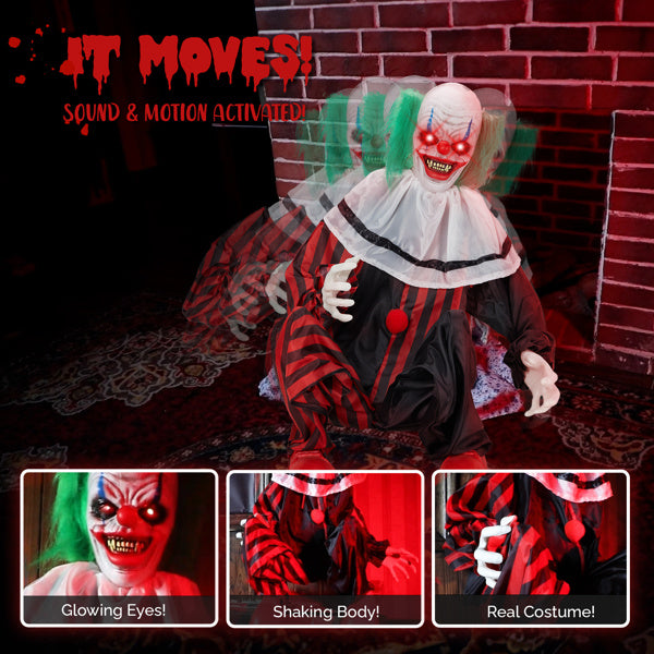 2.6 FT Animated LED Halloween Ghoul: Motion-Activated STANDING, Talking & Light-Up Yard Decoration