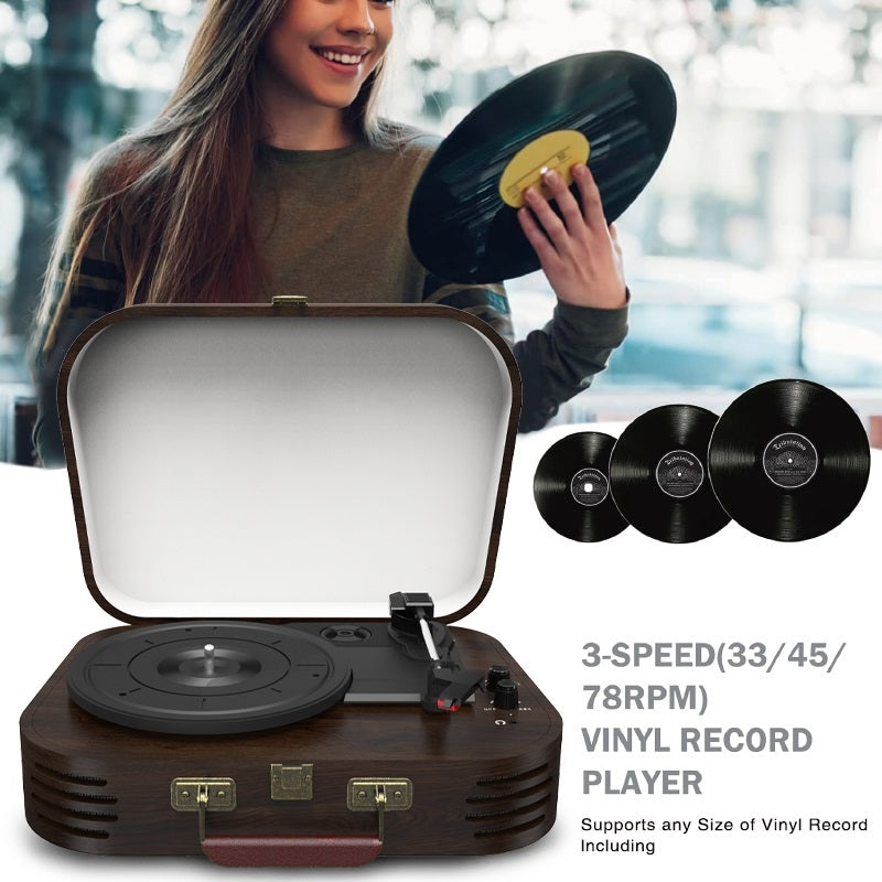 Premium Record Player A3 Belt-Drive Turntable with Integrated Stereo Speakers