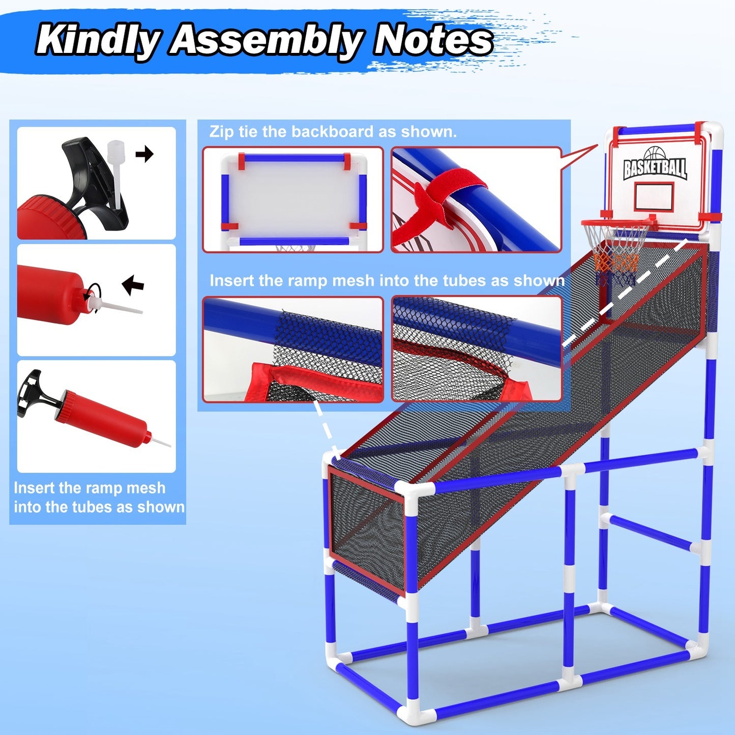 Adjustable Junior Basketball Arcade Style Game Set