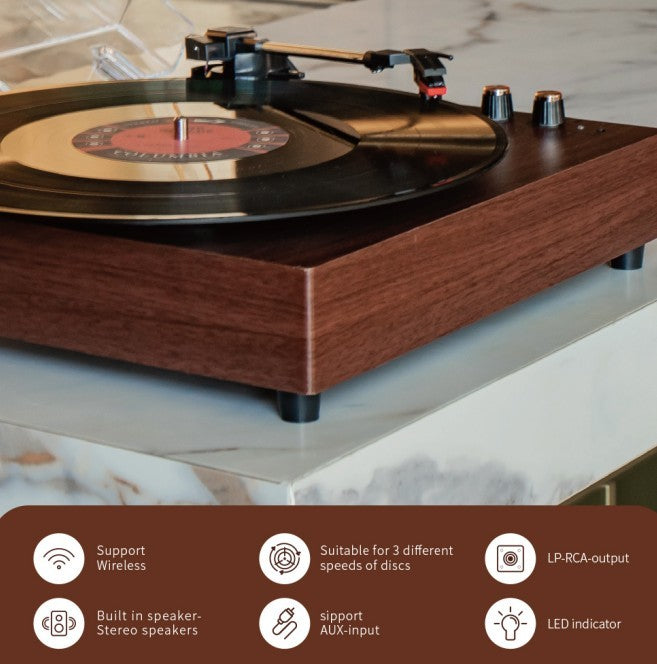 Record Player E300: Premium Turntable with Immersive Stereo Sound