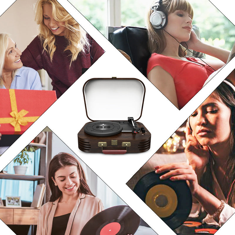 Premium Record Player A3 Belt-Drive Turntable with Integrated Stereo Speakers