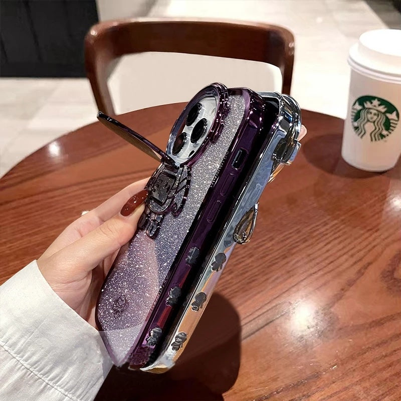 Premium Glitter Astronaut Camera Stand Phone Case
