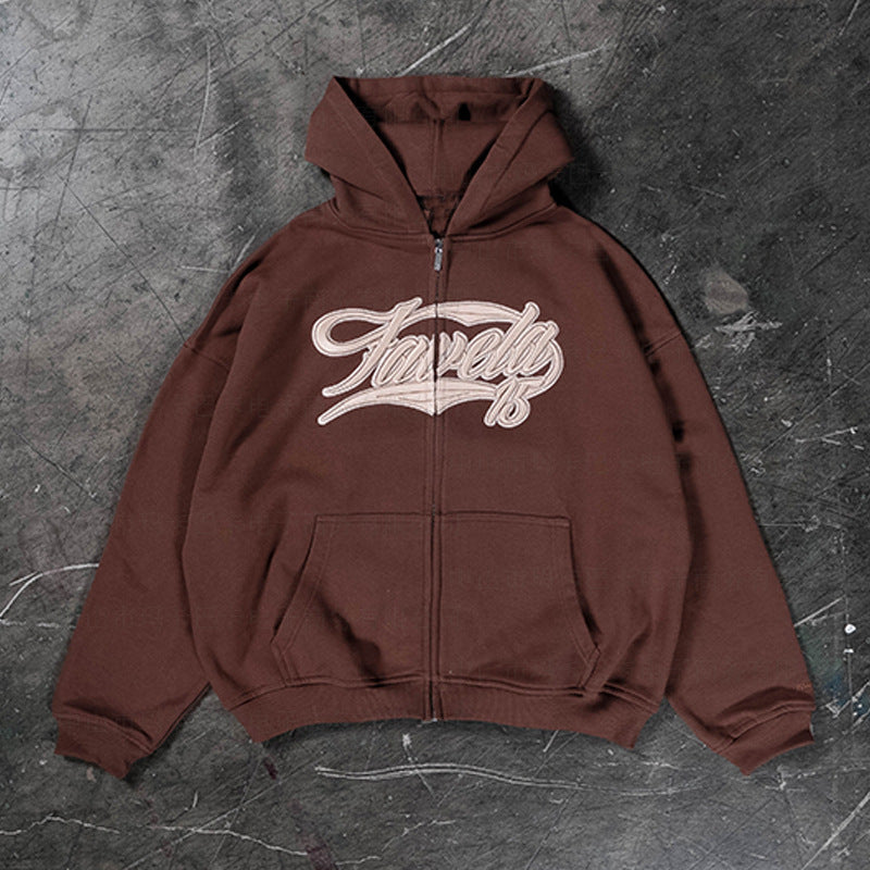 American Retro Hooded Zip-up Premium Hoodie