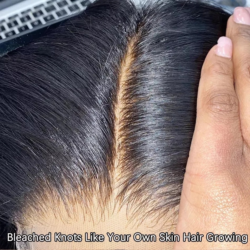 6x4 Density Virgin Human Hair Wigs Brazilian Virgin Raw Hair Transparent Lace Front Pre-Plucked Bleached Knots