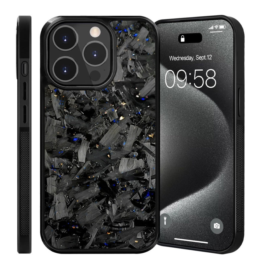 Real Forged Flakes Carbon Fiber Anti Drop Phone Case For iPhone 11-16 Series