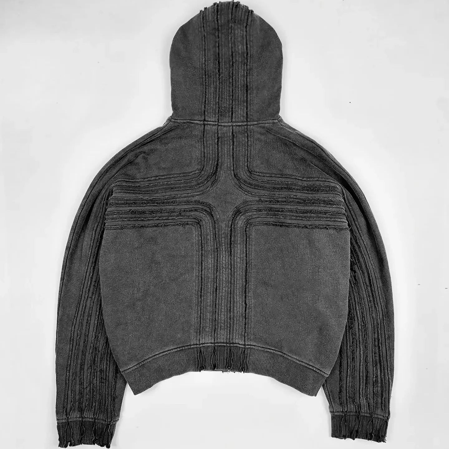 Premium Street Heavy Cotton Loose Hand Frayed Cross Design Sweater