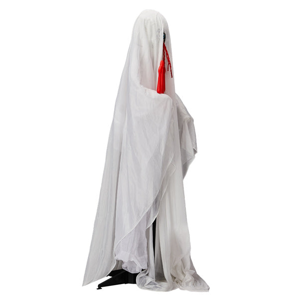 4.3ft Halloween Decorations Outdoor Life Size Animatronics Ghost With Trident, Sound-Actived Party Decor With Green Lights And Creepy Sound, Scary Haunted House Props For Garden Yard Lawn
