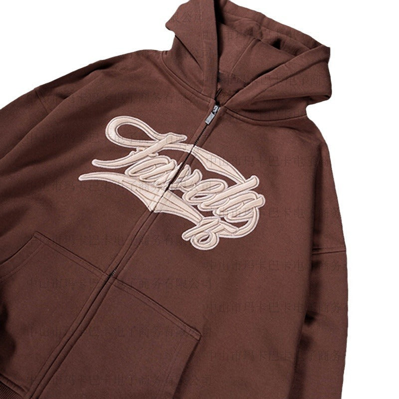 American Retro Hooded Zip-up Premium Hoodie
